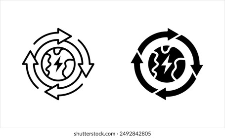 Conjunto de iconos de tierra eléctrica, Ilustración vectorial de diseño de signo de símbolo de tierra sobre fondo blanco
