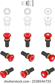 Dimensión del Botón de empuje de emergencia eléctrica 44 mm