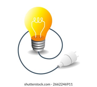 Electrical energy lamp plug dop concept illustration