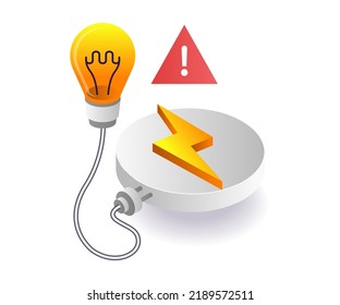 Electrical energy for lamps in flat isometric illustration