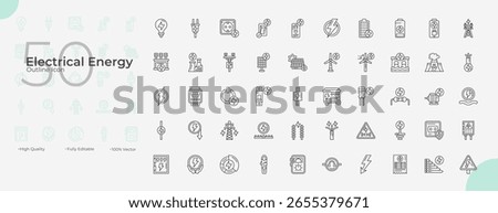 Electrical Energy Line Editable Icons set. Vector illustration in modern thin line style of Electrical Energy icons: energy, electricity, power, etc