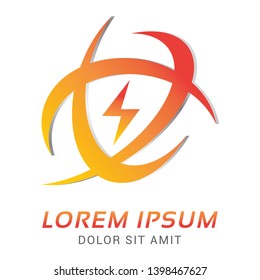 electrical energy logo concept on gradient yellow and orange