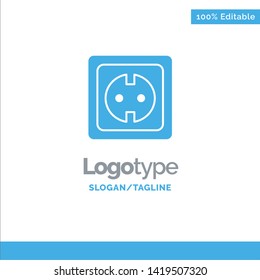 Electrical, Energy, Plug, Power Supply, Socket Blue Solid Logo Template. Place for Tagline