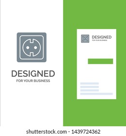 Electrical, Energy, Plug, Power Supply, Socket Grey Logo Design and Business Card Template