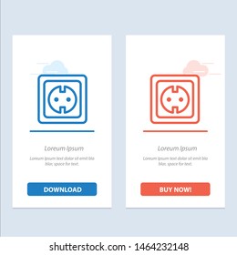 Electrical, Energy, Plug, Power Supply, Socket  Blue and Red Download and Buy Now web Widget Card Template. Vector Icon Template background