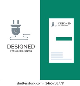 Electrical, Energy, Plug, Power Supply,  Grey Logo Design and Business Card Template. Vector Icon Template background