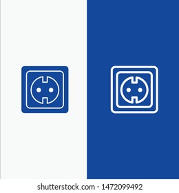 Electrical, Energy, Plug, Power Supply, Socket Line and Glyph Solid icon Blue banner Line and Glyph Solid icon Blue banner