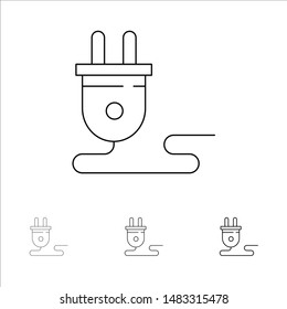 Electrical, Energy, Plug, Power Supply,  Bold and thin black line icon set