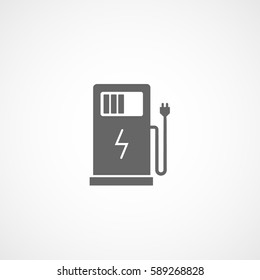 Electrical Energy Station For Car Flat Icon On White Background