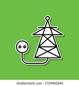 Electrical energy sticker icon. Simple thin line, outline vector of ecology icons for ui and ux, website or mobile application