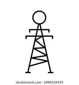 Electrical Energy Tower Icon for Power Supply, Utilities Infrastructure, and Electricity Generation Illustrations