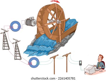 electrical energy transmission vector illustration