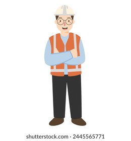 electrical engineer arms crossed illustration