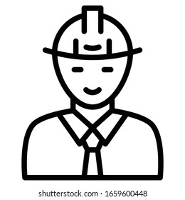 Electrical Engineer Avatar Concept, Repairman With Hard Helment On White Background, Power Energy Sector Worker Vector Icon Design