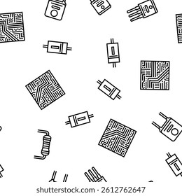 electrical engineer industry work vector seamless pattern thin line illustration