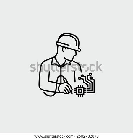 Electrical Engineer Soldering Iron Vector Line Icon