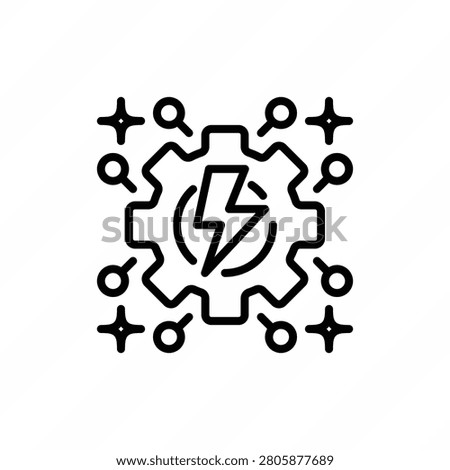 Electrical engineering degrees thin line icon. Electric flash and gear wheel. Vector illustration.