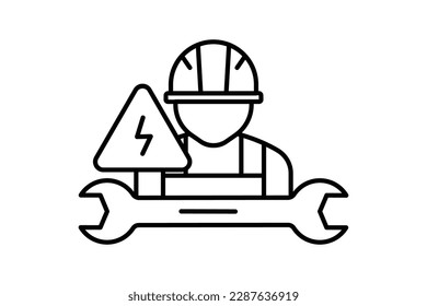 Electrical engineering icon illustration. electrical worker, icon related to industry, manufacturing. Line icon style. Simple vector design editable