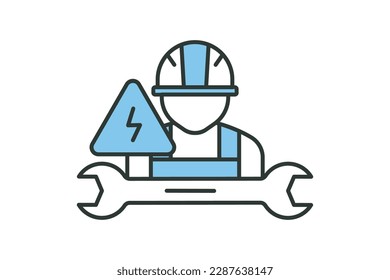 Electrical engineering icon illustration. electrical worker, icon related to industry, manufacturing. Two tone icon style. Simple vector design editable