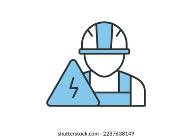 Electrical engineering icon illustration. electrical worker, icon related to industry, manufacturing. Two tone icon style. Simple vector design editable