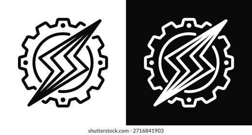 Icono de ingeniería eléctrica estilo de fondo blanco y negro
