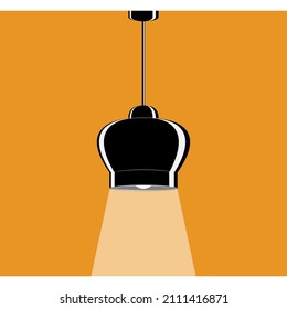 Equipamiento eléctrico para la luz nocturna. Una lámpara para iluminar la habitación. Lámpara de techo dentro de la casa. Icono de vector, negro, plano complejo