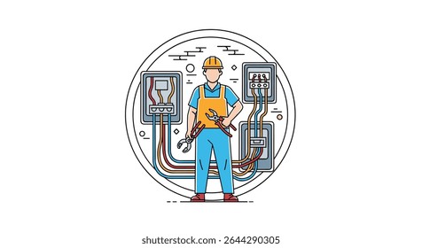 Electrical Expert Installing New Circuit Breaker System for Commercial Building Wiring Project Success