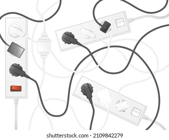 Electrical extension cord type c with tumbler on off white color vector illustration