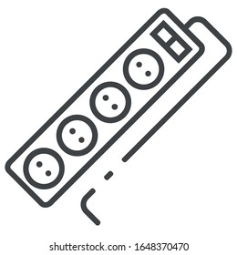 Icono de línea de plomo de extensión eléctrica en fondo blanco