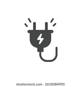 Electrical Failure Solid Glyph Icon Power Loss Symbol With Unplugged Cord For Blackout Indication