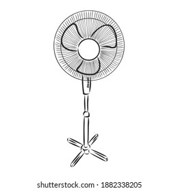 electrical fan is working vector cartoon, illustration isolated on white background. hand drawn, sketch style. fan vector sketch illustration