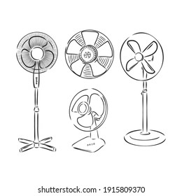 electrical fan is working vector cartoon, illustration isolated on white background. hand drawn, sketch style. fan, vector sketch illustration
