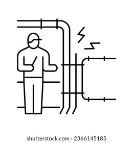 elektrisches Fehlersuchzeilensymbol, Vektorgrafik. elektrisches Störungsfindungszeichen. isoliertes Kontursymbol