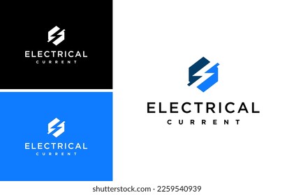 electrical flash light logo design.letter SC or CS with electrical voltage vector template