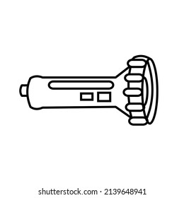 Electrical flashlight Outline vector illustration on white background