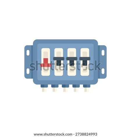 Electrical fuse box managing power supply with switches in on and off positions