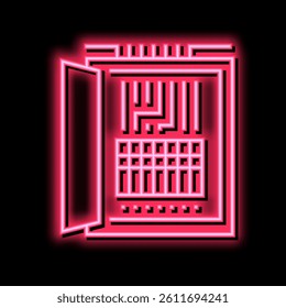 electrical fuses box neon light sign vector. electrical fuses box illustration