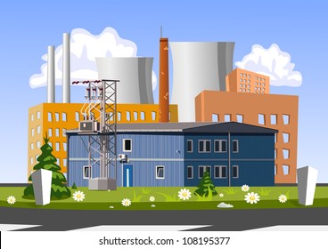 Electrical generating plant, vector illustration