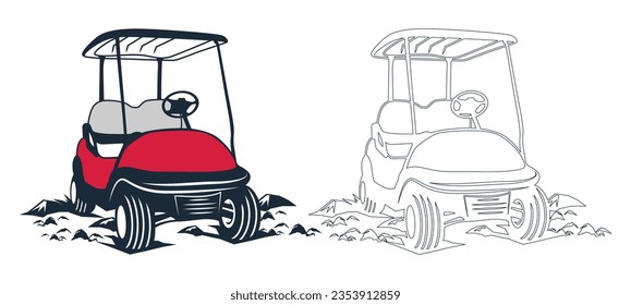 Electrical golf car illustration vector art.