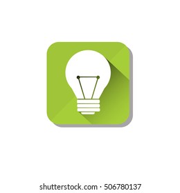 Electrical Green Light Bulb Eco Environment Clean Care Icon Flat Vector Illustration