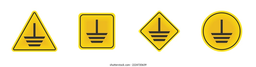 Electrical grounding icon set. Grounding symbol. Flat vector illustration.