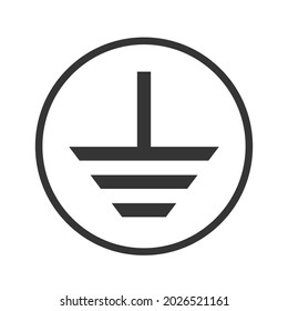Electrical grounding symbol - vector. Grounding icon isolated. Vector black icon. Protective Earth ground sign in flat design