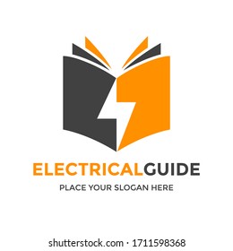 Electrical guide vector logo template. This design use thunder symbol. Suitable for education.