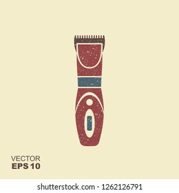 Electrical hair clipper or shaver vector illustration. Flat iconwith scuffed effect in a separate layer