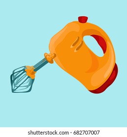 Electrical hand mixer dishware isolated vector illustration kitchenware appliance hot symbol electric tool domestic cooking stove household technology.