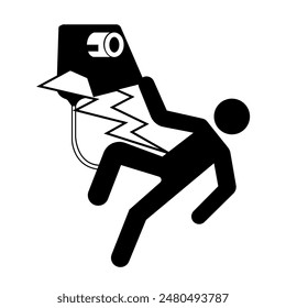 Electrical Hazard Black Icon,Vector Illustration, Isolate On White Background Label. EPS10