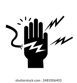 Icono De Peligro Eléctrico Negro, Ilustración vectorial, Aislado En La Etiqueta De Fondo Blanco. EPS10