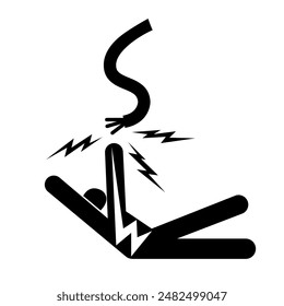 Elektrische Gefahr schwarzes Symbol, Vektorillustration, Isolierung auf weißem Hintergrund Etikett. EPS10