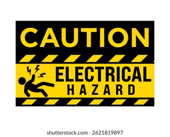 Aviso de alerta de perigo elétrico de perigos de alta tensão, para estaleiros de construção, instalações industriais e áreas de serviços públicos com símbolos de segurança de alta visibilidade para comunicação clara de perigo.