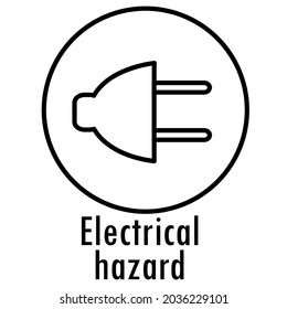 Icono de peligro eléctrico,advertencia relacionada:icono de vector delgado, kit blanco y negro